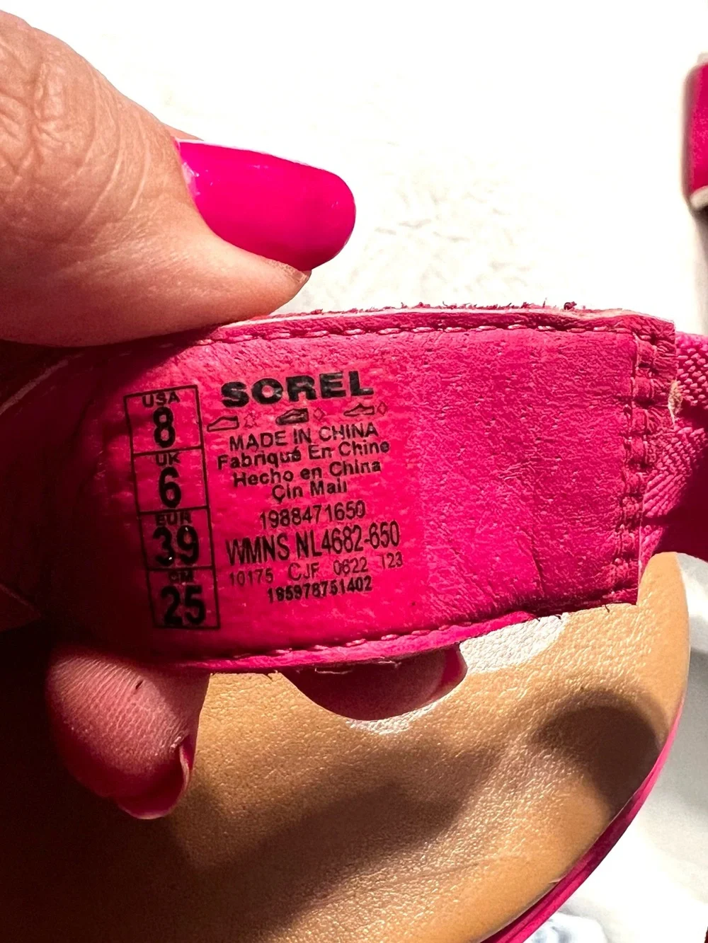 Sorel Joanie III Slingback Wedge Sandals in Fuchsia Fizz/Chalk | Women’s 8
